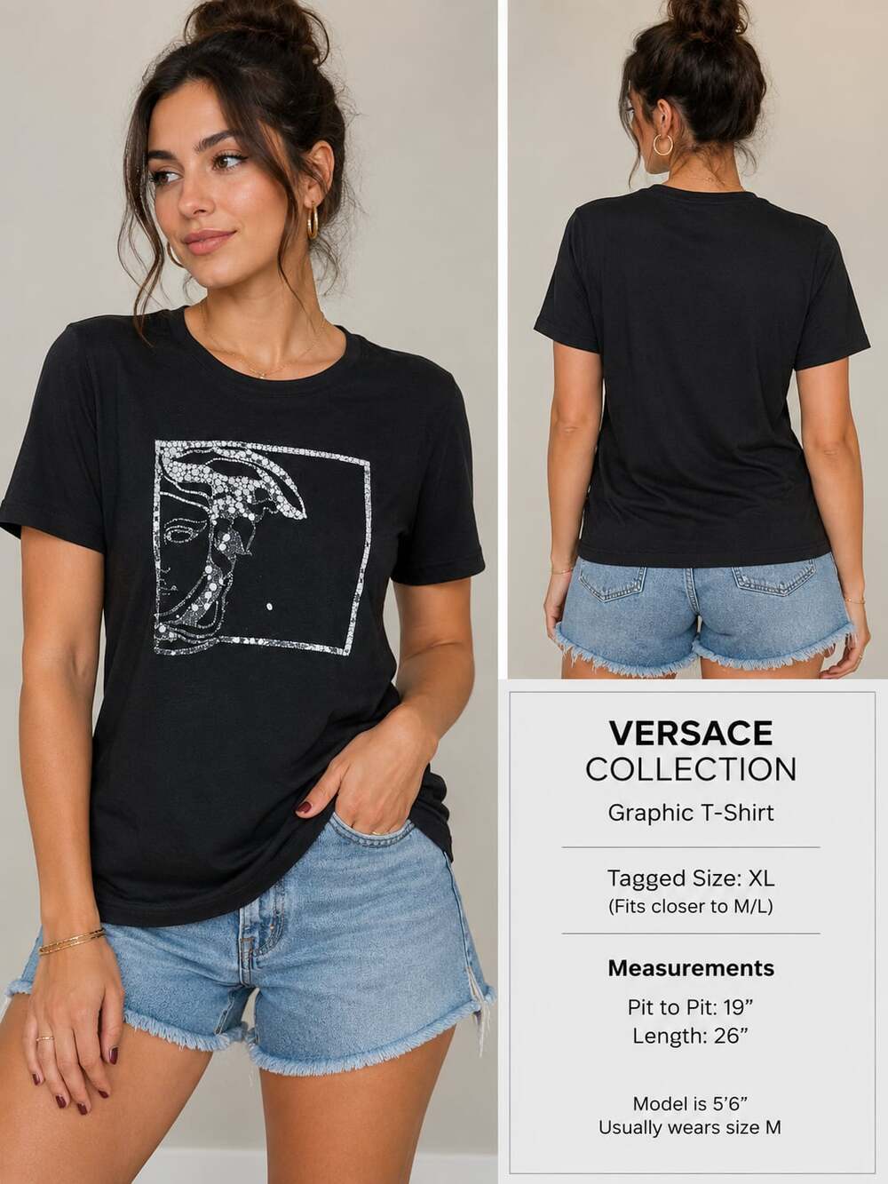 Versace Collection Women’s Medusa Graphic Print T-Shirt size XL